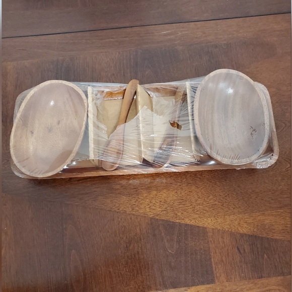 Ali'i Woods Honolulu Other - Vintage Ali'i Woods Honolulu Handcarved Wood Art Condiment Bowls, Spoons & Tray